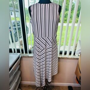 Banana Republic Classic Black White Striped Asymmetrical Dress Size Medium